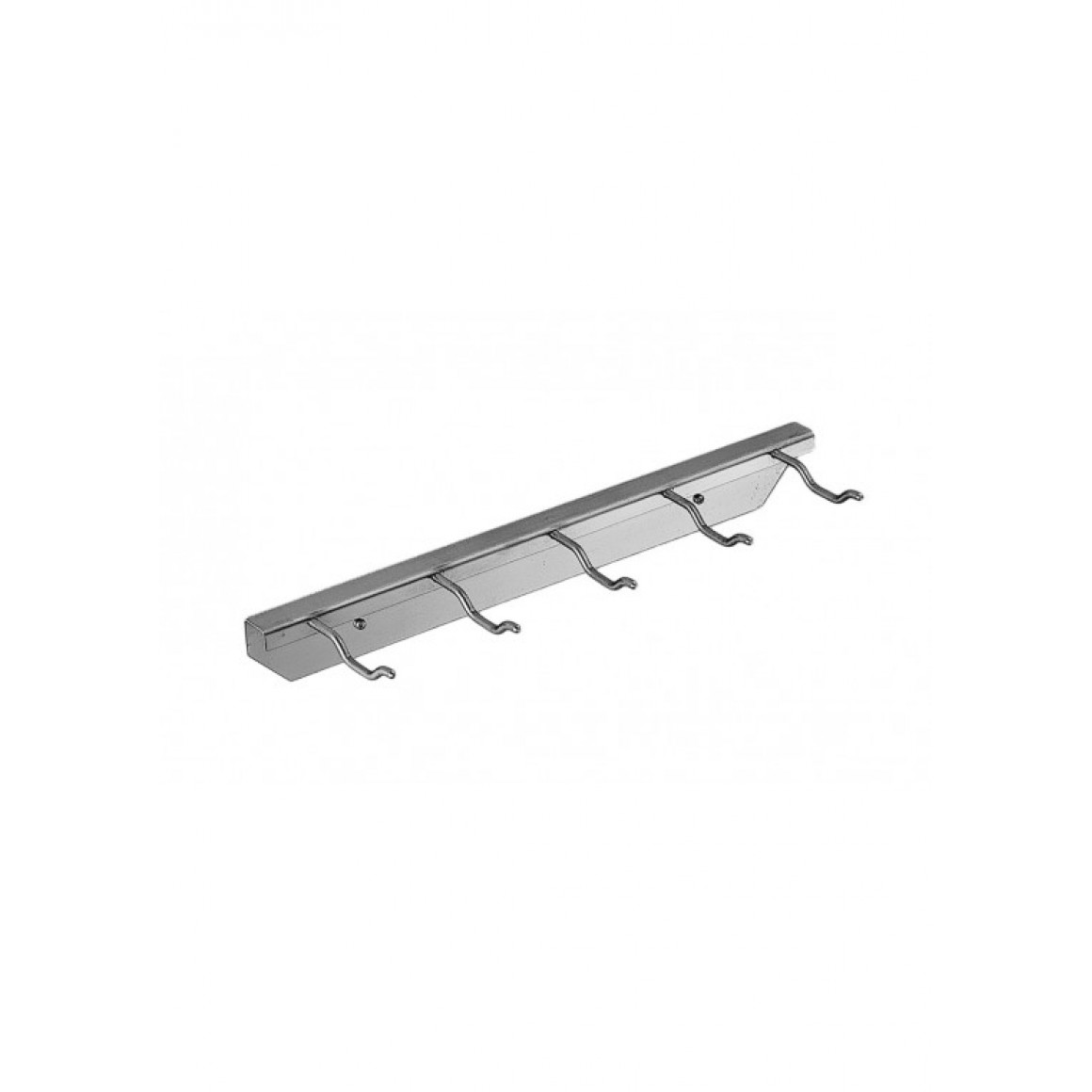 Stainless steel wall rack for utensils, with 5 hooks