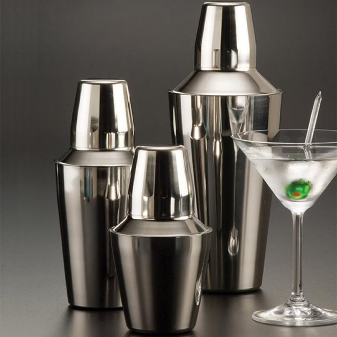COCKTAIL SHAKER, STAINLESS STEEL, THREE-PIECE, 28 OZ.