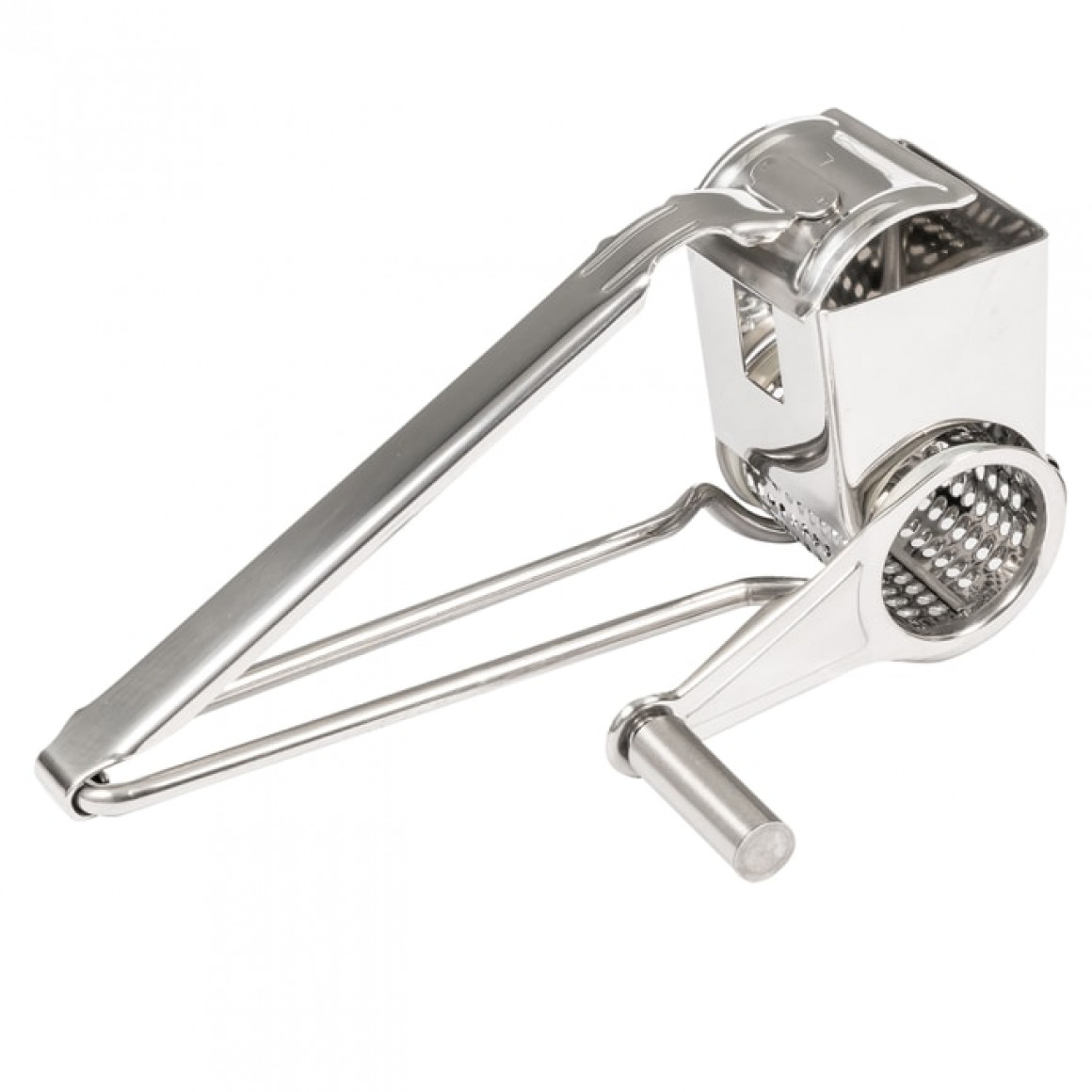 CHEESE GRATER, HANDCRANK, STAINLESS STEEL