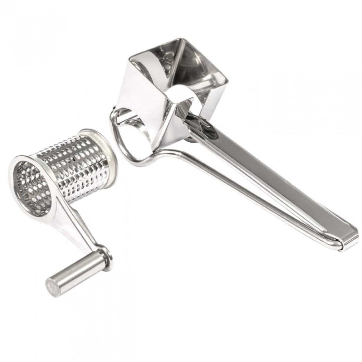 CHEESE GRATER, HANDCRANK, STAINLESS STEEL