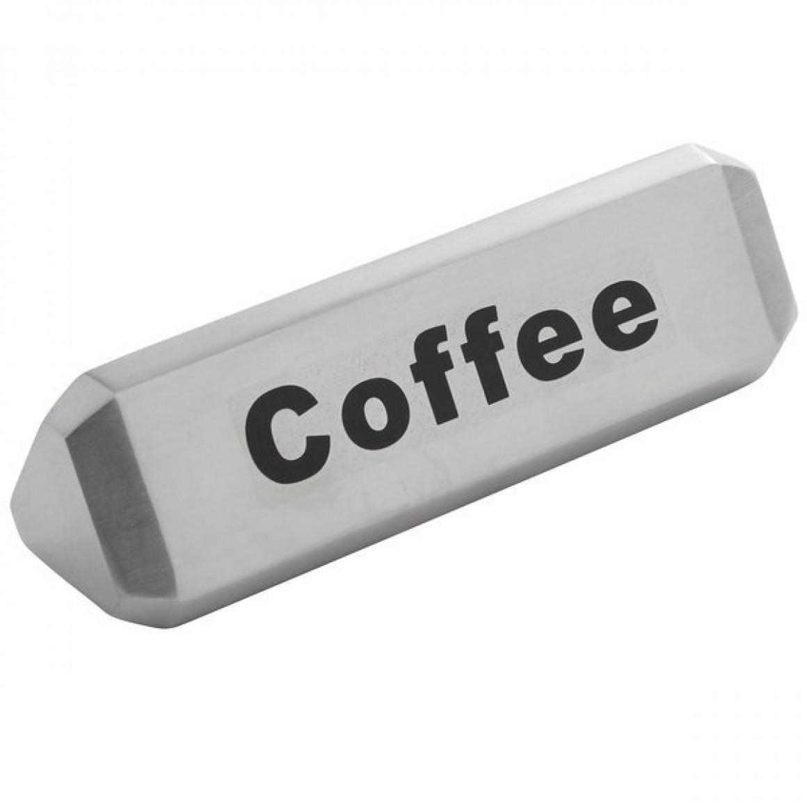 SIGN, THREE-SIDED, STAINLESS STEEL, COFFEE, DECAF, HOT WATER