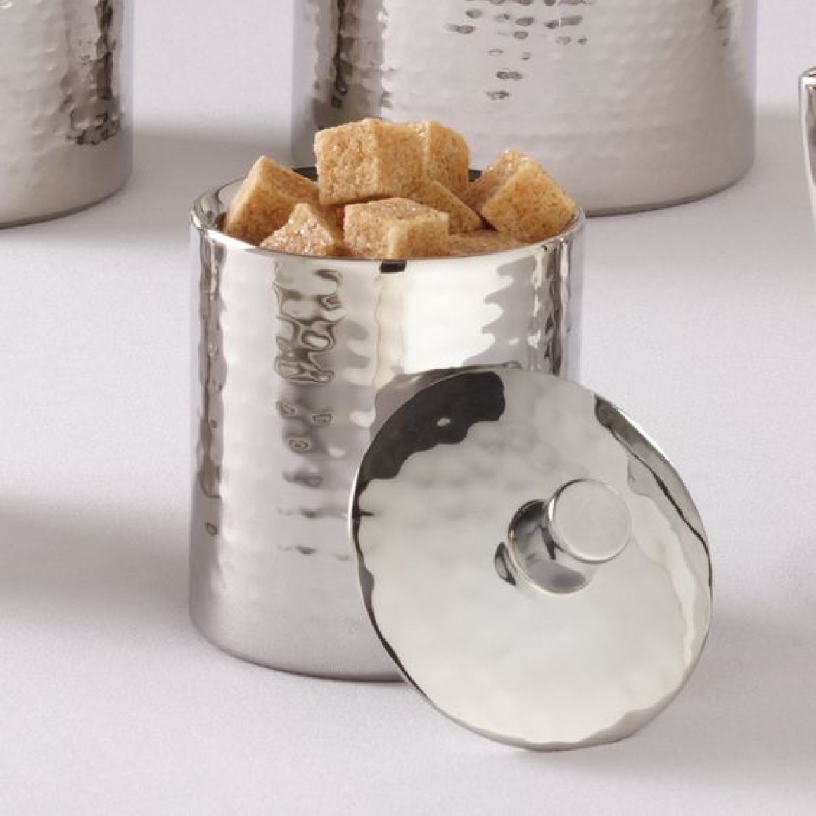 STAINLESS STEEL, SUGAR BOWL W/LID, ELITE™, HAMMERED, DOUBLE WALL, 5 OZ.