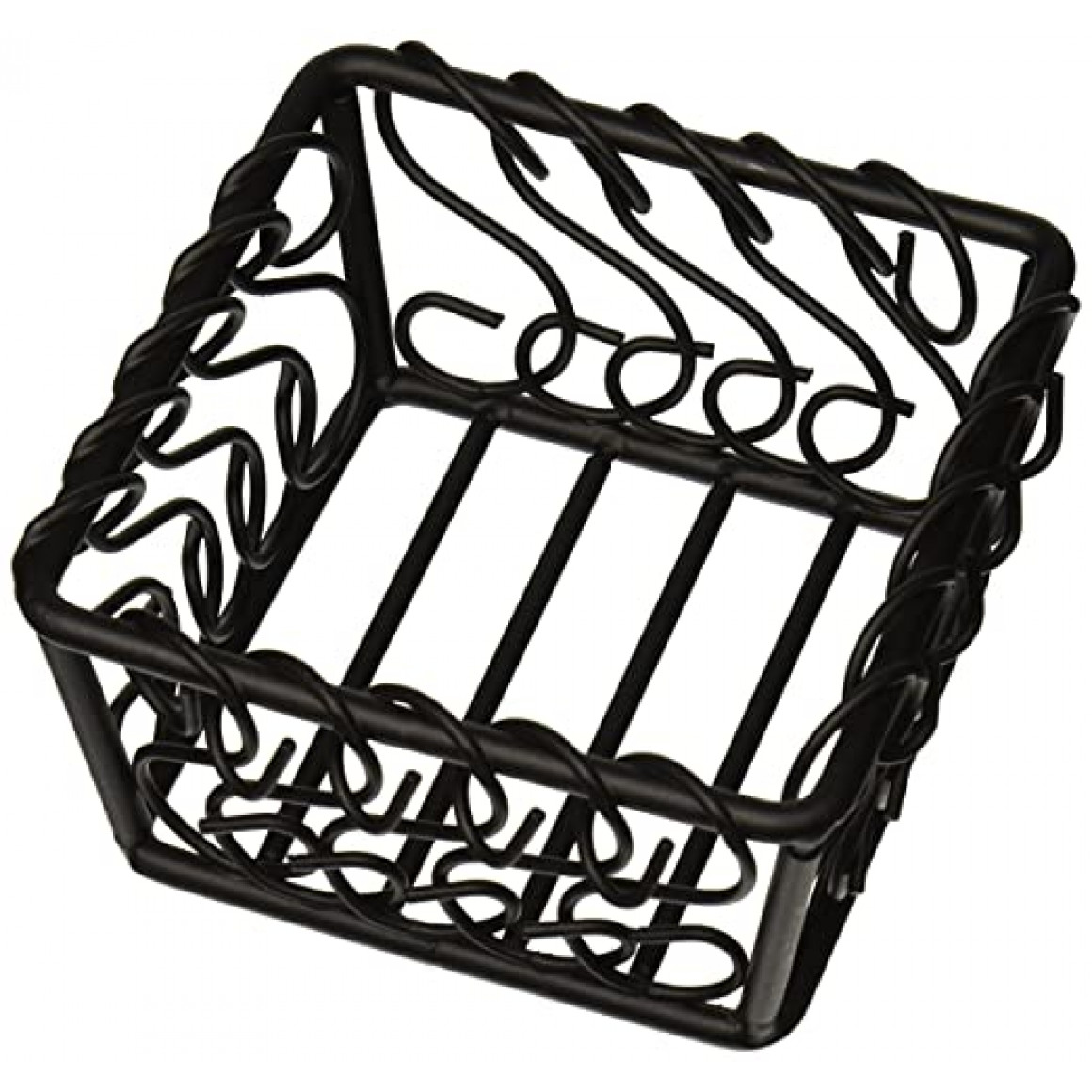 BASKET, WROUGHT IRON, SQUARE, SCROLL