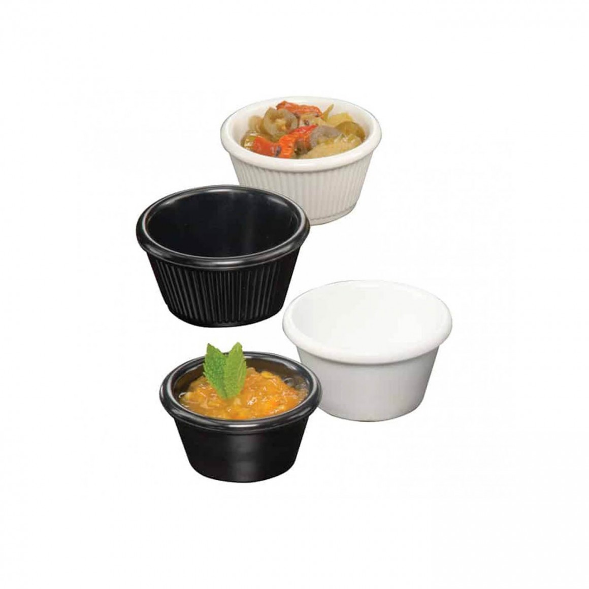 RAMEKIN, MELAMINE, SMOOTH, BLACK, 2 OZ. RAMEKIN, MELAMINE, SMOOTH, BLACK, 2 OZ.
