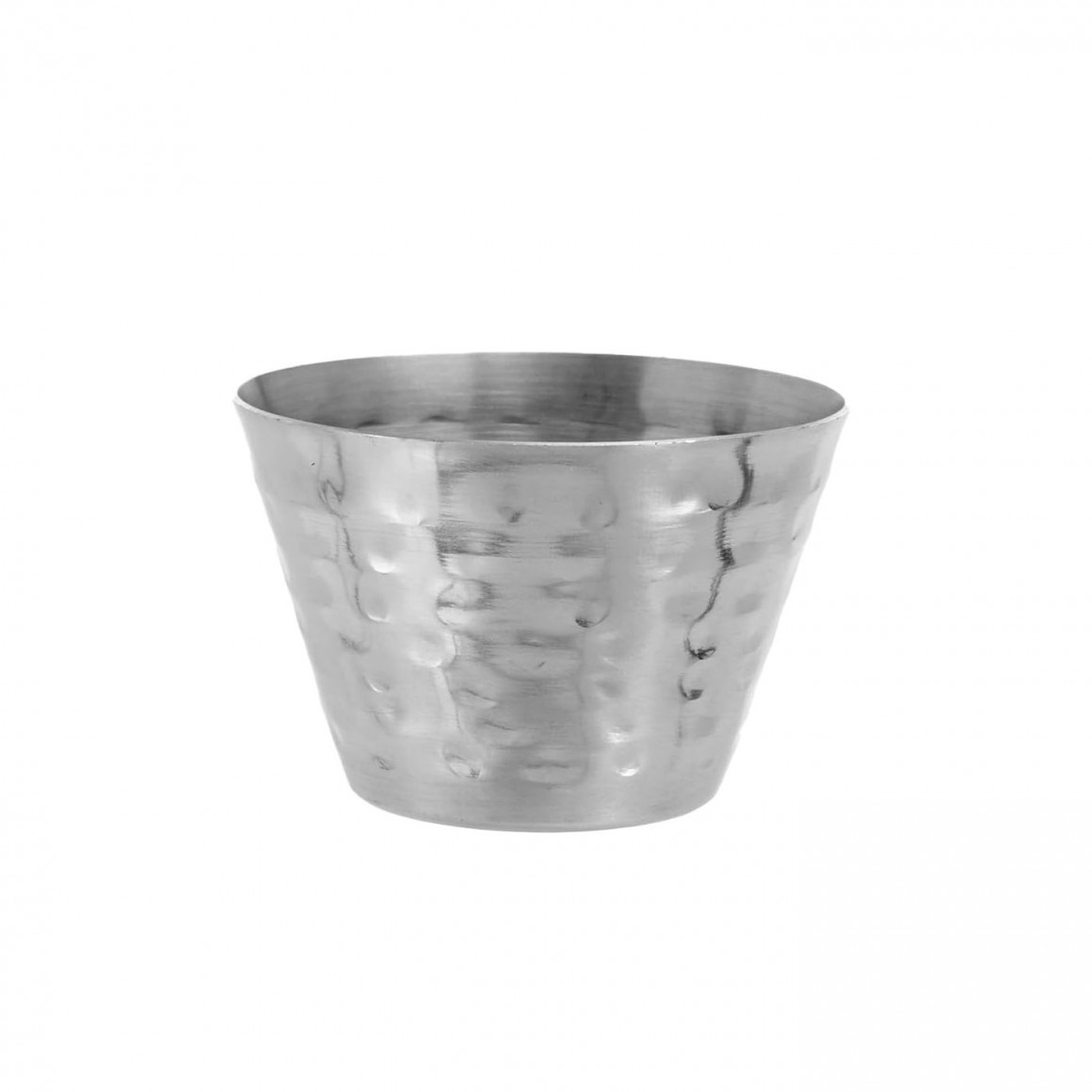 SAUCE CUP, STAINLESS STEEL, ROUND, HAMMERED, 4 OZ.