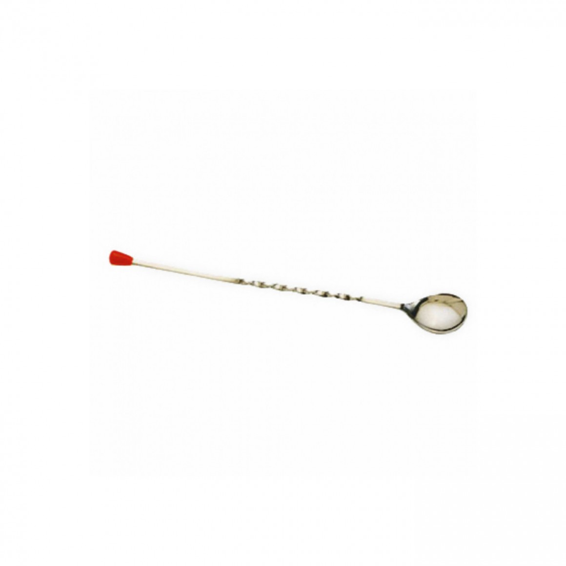 BAR SPOON, STAINLESS STEEL, TWISTED, RED KNOB, 10 BAR SPOON, STAINLESS STEEL, TWISTED, RED KNOB, 10
