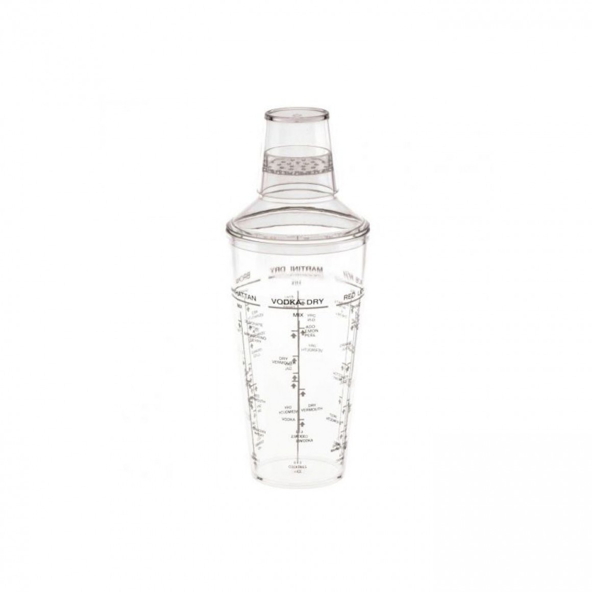 COCKTAIL SHAKER, ACRYLIC, THREE-PIECE, 24 OZ. COCKTAIL SHAKER, ACRYLIC, THREE-PIECE, 24 OZ.