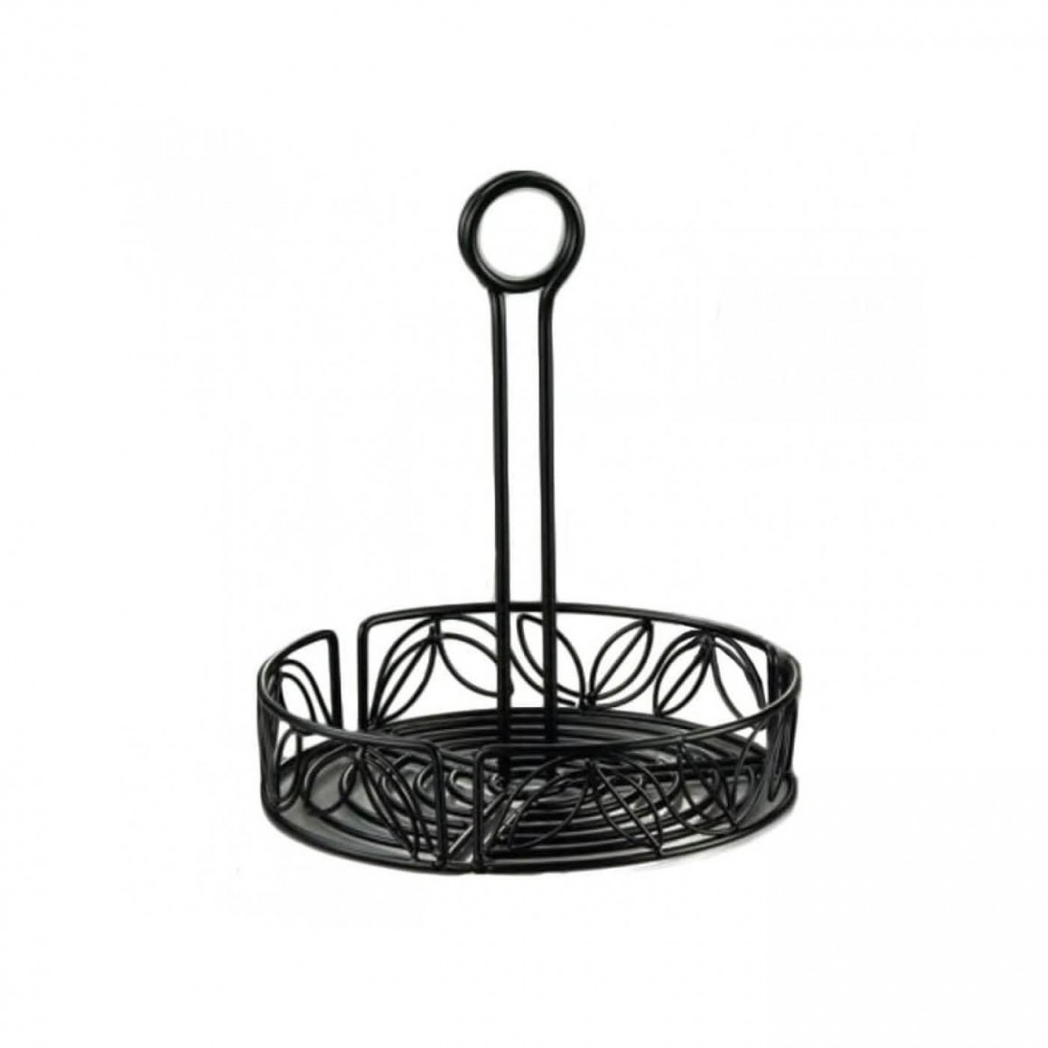 CONDIMENT RACK, WROUGHT IRON, LEAF DESIGN, 7-3/4 CONDIMENT RACK, WROUGHT IRON, LEAF DESIGN, 7-3/4