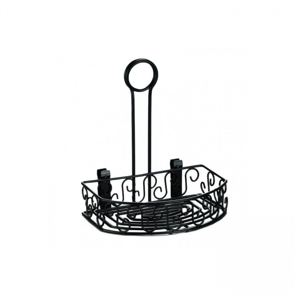 CONDIMENT RACK, WROUGHT IRON, SEMI-ROUND, SCROLL CONDIMENT RACK, WROUGHT IRON, SEMI-ROUND, SCROLL