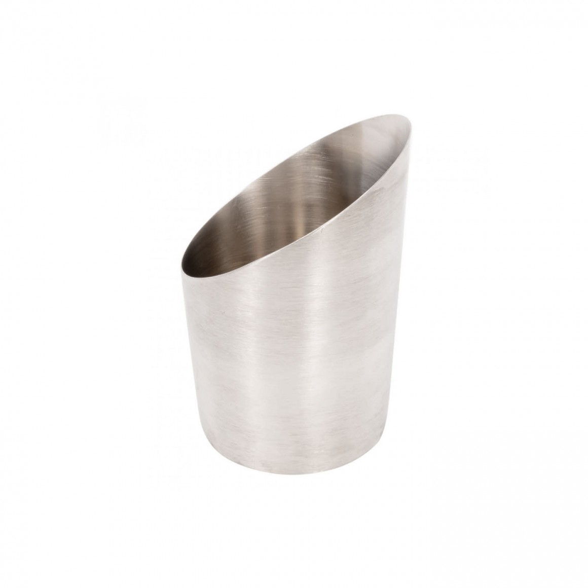 STAINLESS STEEL FRY CUP, SATIN, ANGLED, 12 OZ. STAINLESS STEEL FRY CUP, SATIN, ANGLED, 12 OZ.