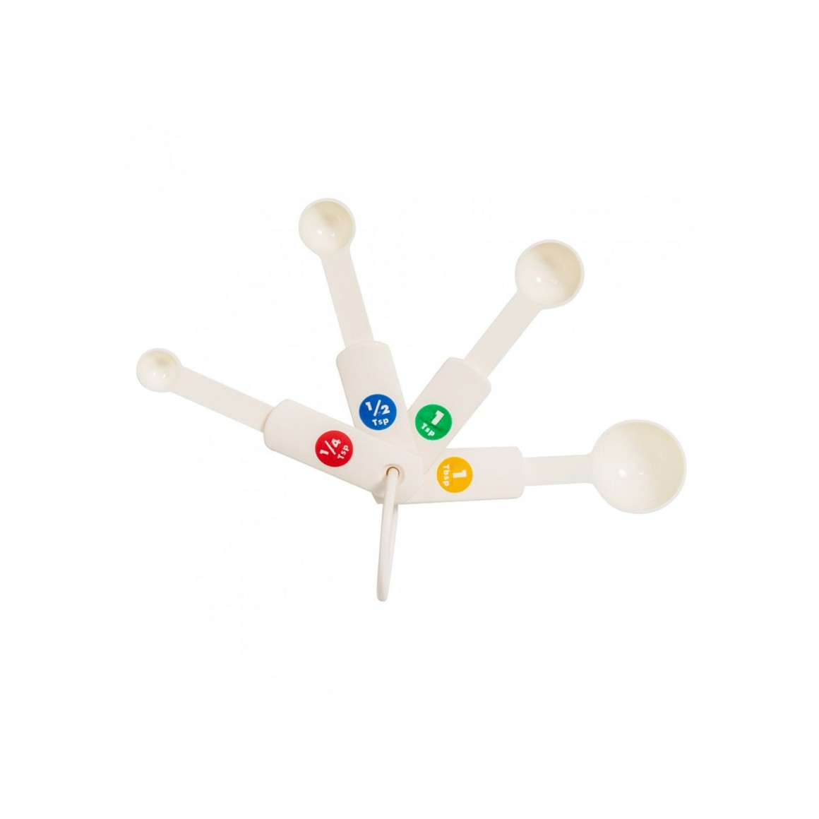MEASURING SPOON SET, WHITE-PLASTIC, 1 TBSP., 1 TSP., 1/2 TSP., 1/4 TSP. MEASURING SPOON SET, WHITE-PLASTIC, 1 TBSP., 1 TSP., 1/2 TSP., 1/4 TSP.