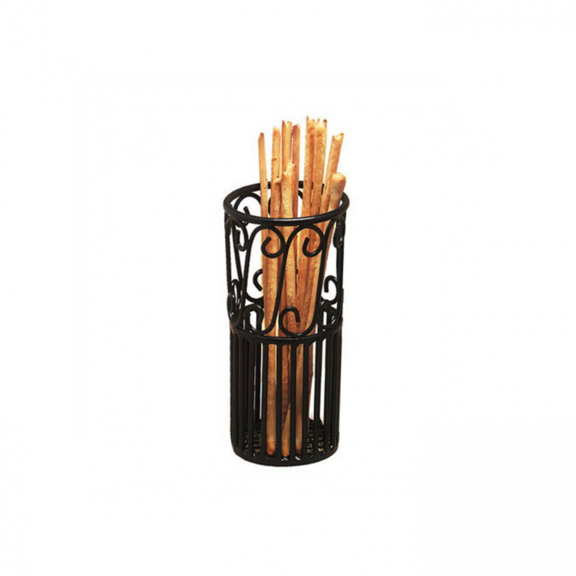Tall & Lean Breadstick Basket w/ Scroll Design, Wrought Iron Tall & Lean Breadstick Basket w/ Scroll Design, Wrought Iron