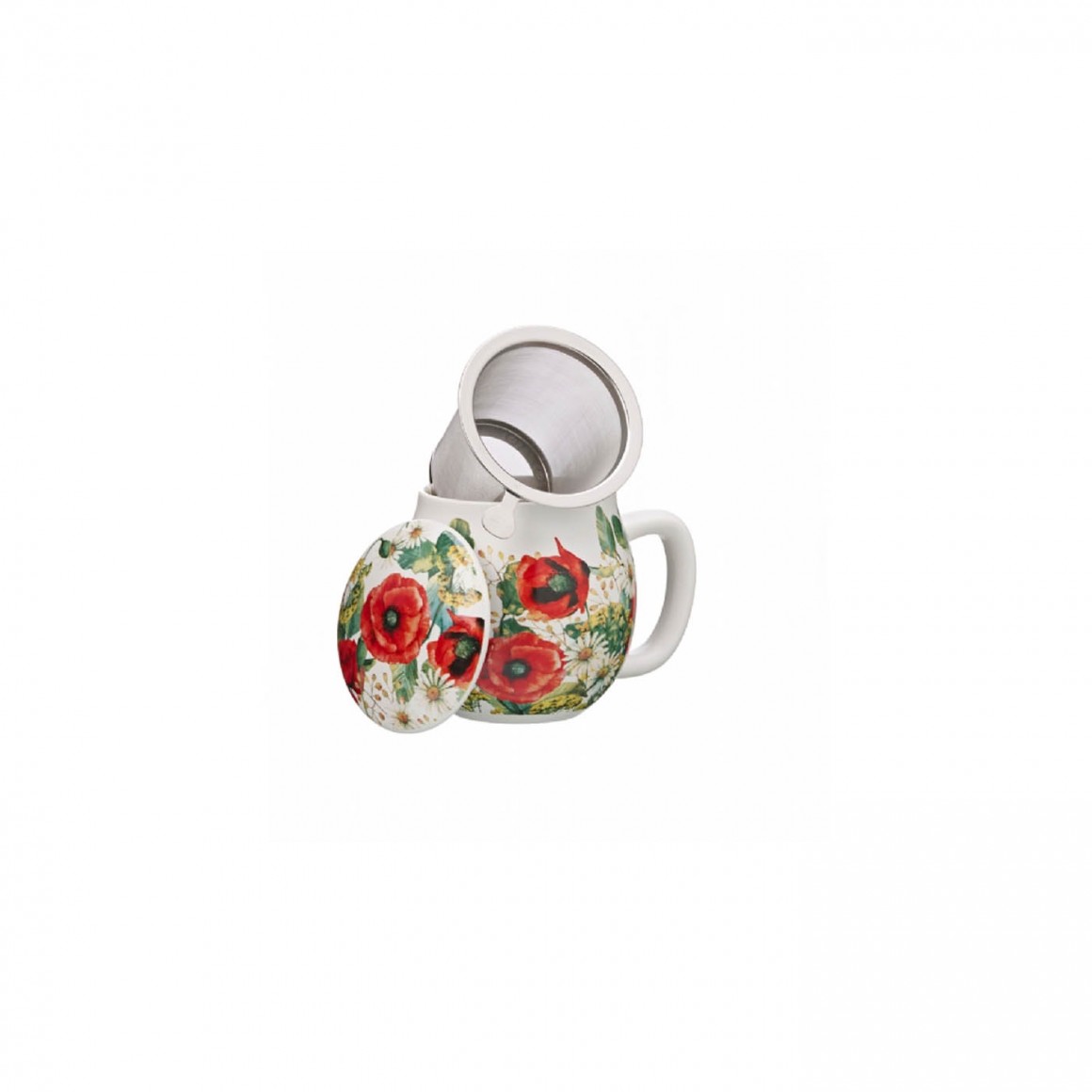 CAMILLA BOUQUET POPPY HERB TEA MUG WITH STRAINER CAMILLA BOUQUET POPPY HERB TEA MUG WITH STRAINER