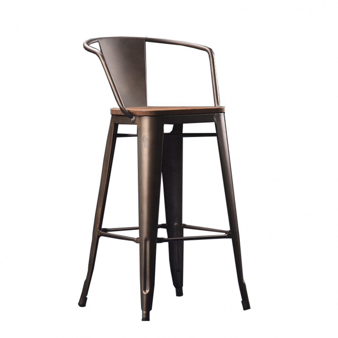 Chair: steel frame, elm wood seat, rusty