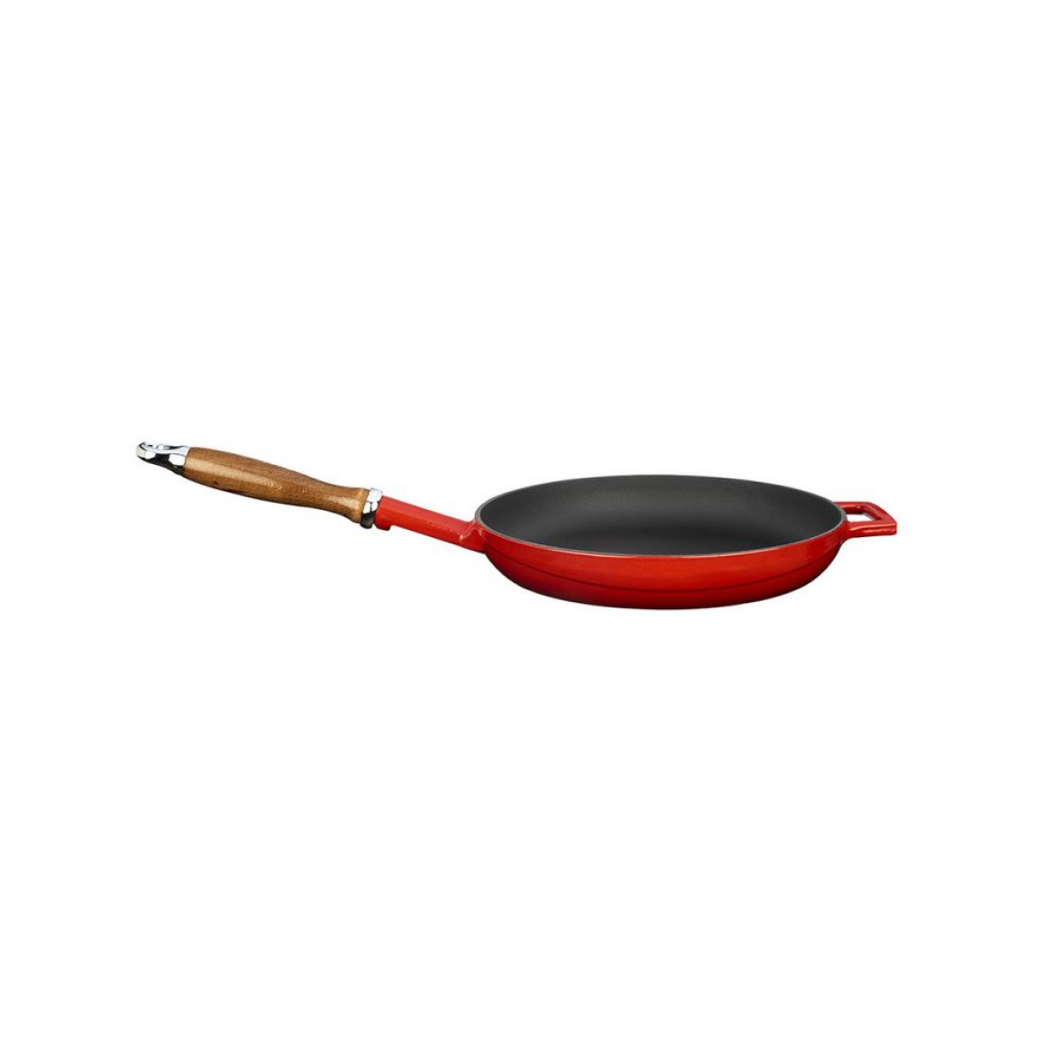 FRYING PAN Ø28 C/W WOODEN HANDLES RED
