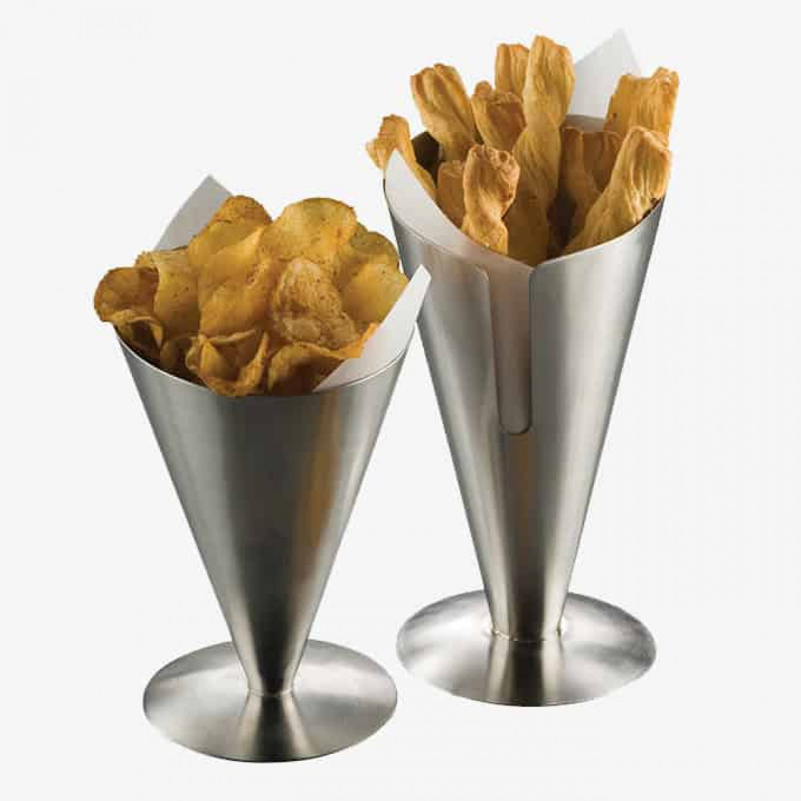 CONICAL SNACK HOLDER, STAINLESS STEEL