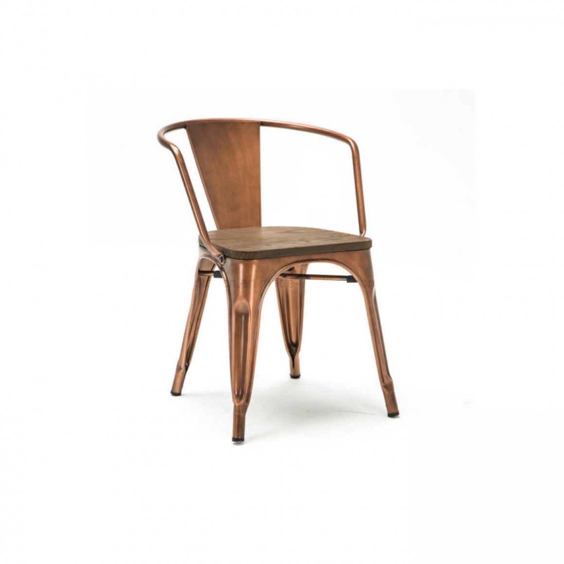 Chair: steel frame, elm wood seat,red brass Chair: steel frame, elm wood seat,red brass