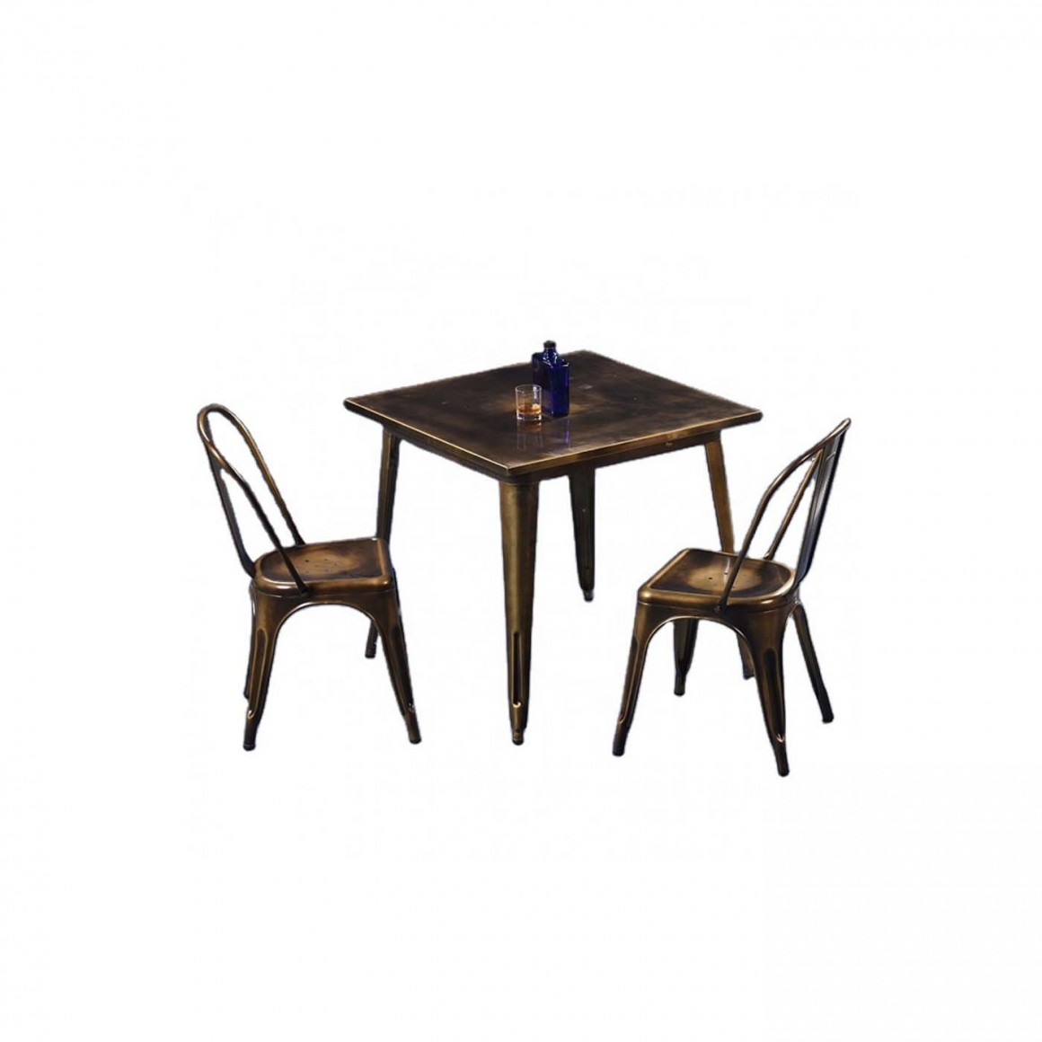 Table: steel, antique brass Table: steel, antique brass