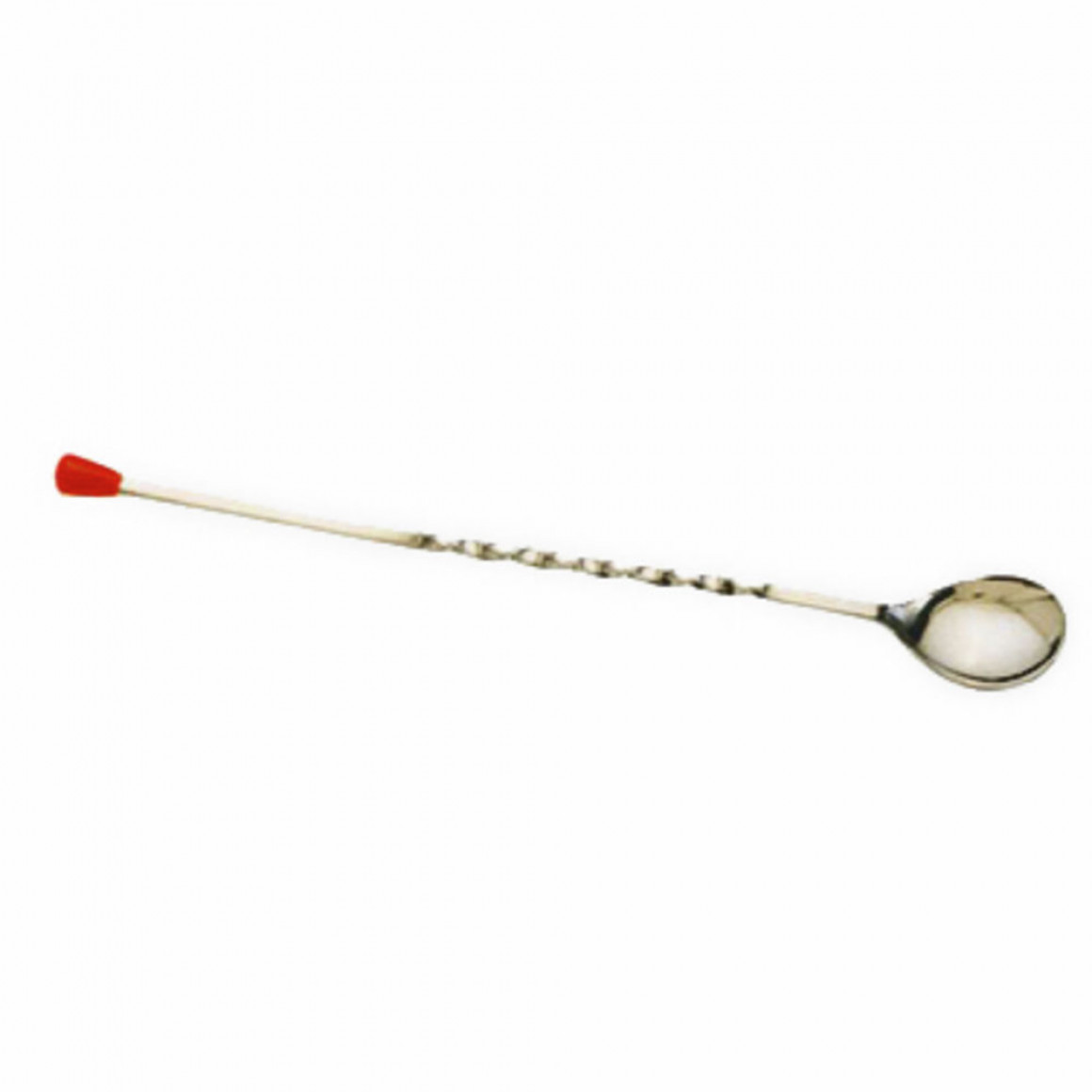 BAR SPOON, STAINLESS STEEL, TWISTED, RED KNOB, 10