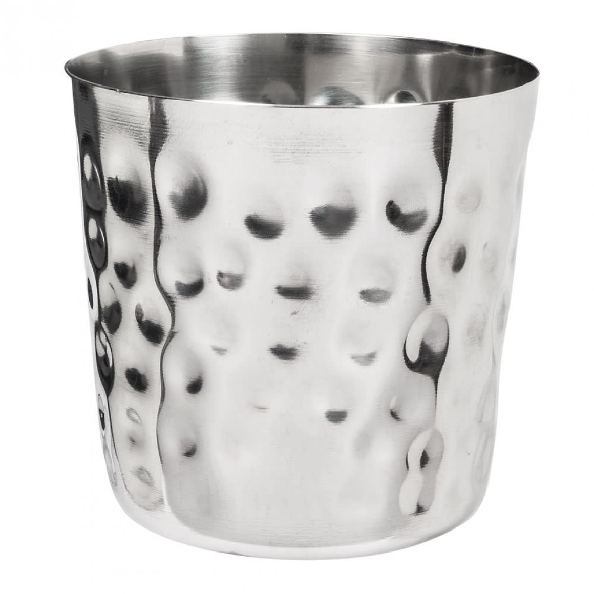 STAINLESS STEEL FRY CUP, HAMMERED, STRAIGHT-SIDED, 14 OZ.