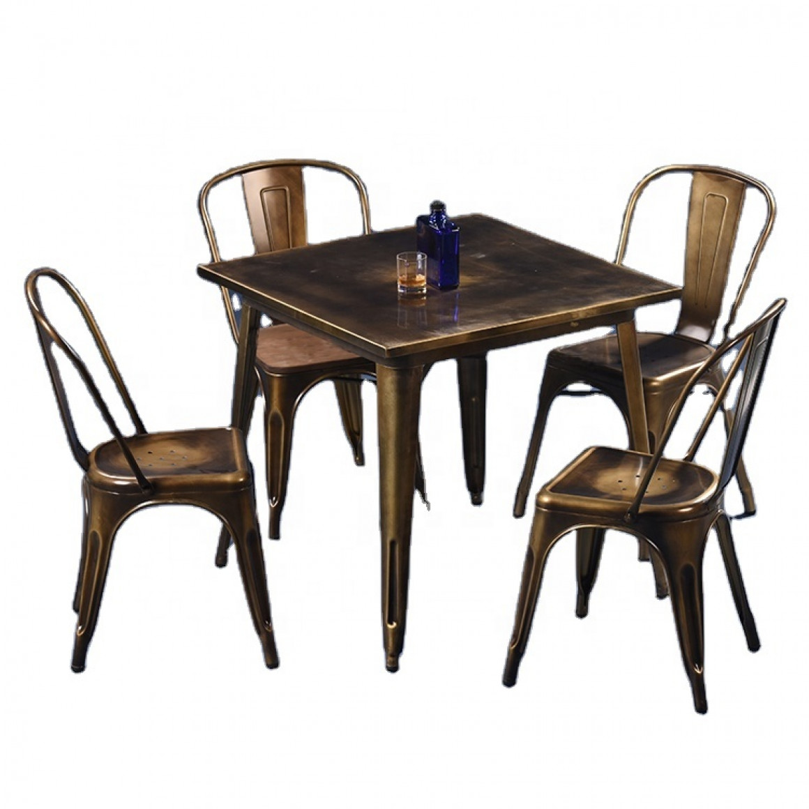 Table: steel, antique brass