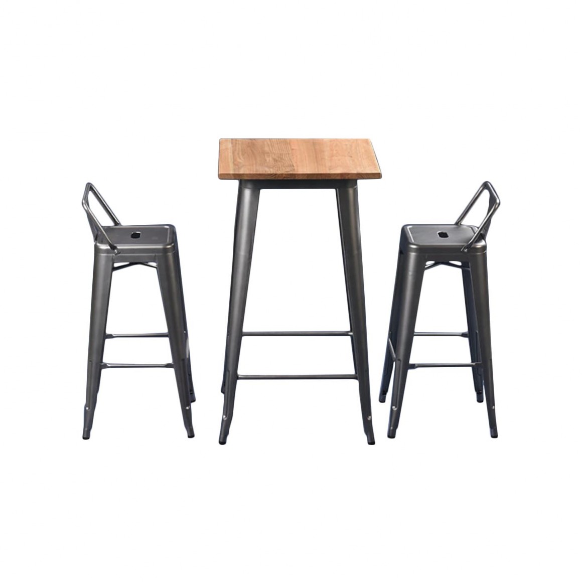 Table: steel leg, elmwood top, silver Table: steel leg, elmwood top, silver